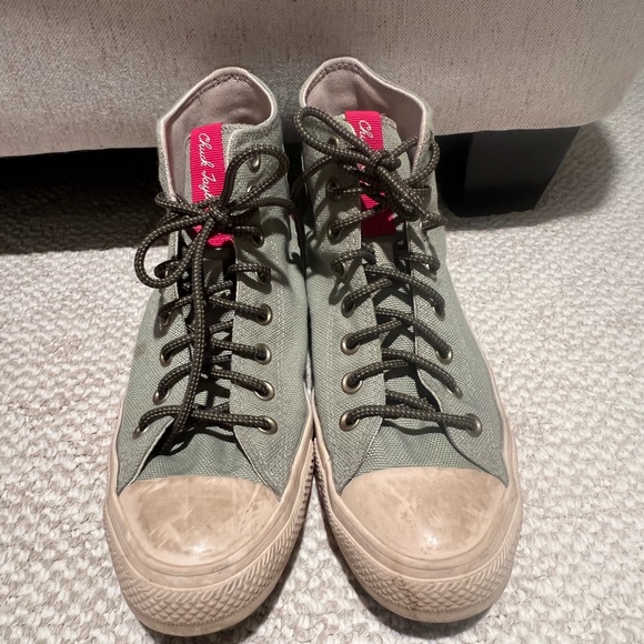 Converse Chuck Taylor|Sage Green Canvas HighTop| Flowers| Good Condition W10 M8 - Picture 6 of 12
